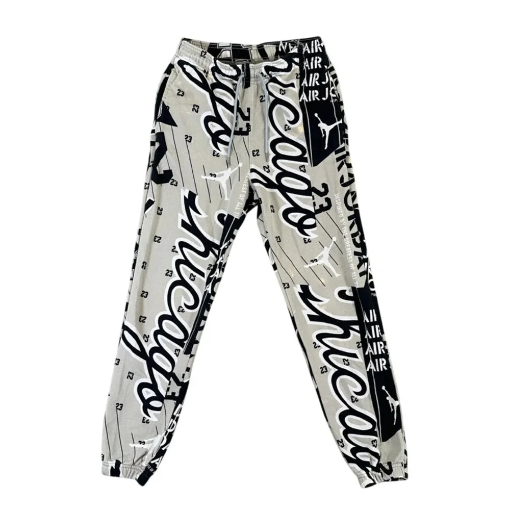 Jordan Loose Fit Chicago All Over Print Sweatpants Black Tan XS